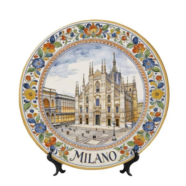 Milan Cathedral Inspired Ceramic Art Plate, Italy Cityscape Decor, Duomo di Milano Souvenir