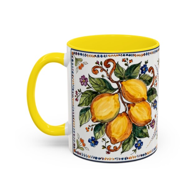 Tuscany Lemon Bistro Mug | Rustic Italian Giallo Limoni Accent Coffee Mug