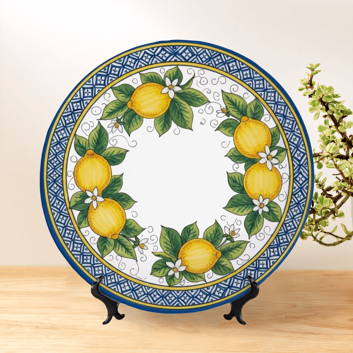 Positano Lemon Inspired Decorative Plate Includes Display Stand - Image 4