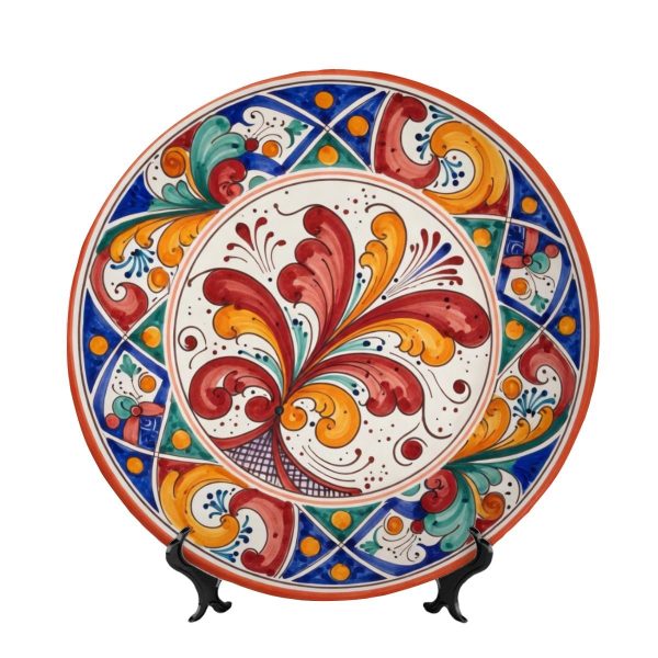 Ornate Floral Motif Plate Inspired by Classic Italian Renaissance Art