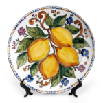 Italian Style Inspired Blue and Yellow Daisy Pattern Decorative Wall Art Plate13.png