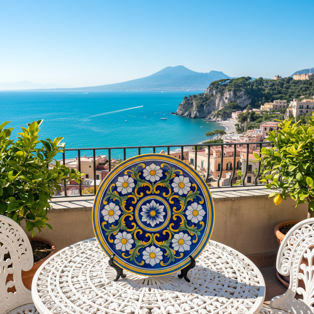 Italian Style Inspired Blue and Yellow Daisy Pattern Decorative Wall Art Plate - Image 15