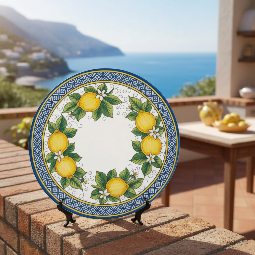 Positano Lemon Inspired Decorative Plate Includes Display Stand - Image 5