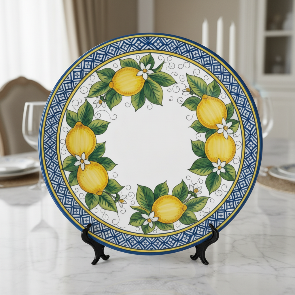 Positano Lemon Inspired Decorative Plate Includes Display Stand - Image 6