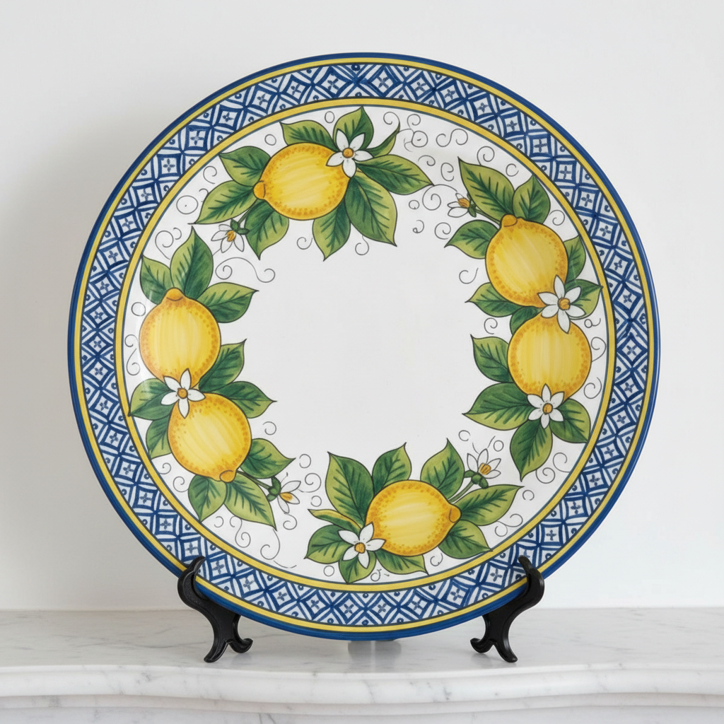 Positano Lemon Inspired Decorative Plate Includes Display Stand - Image 8