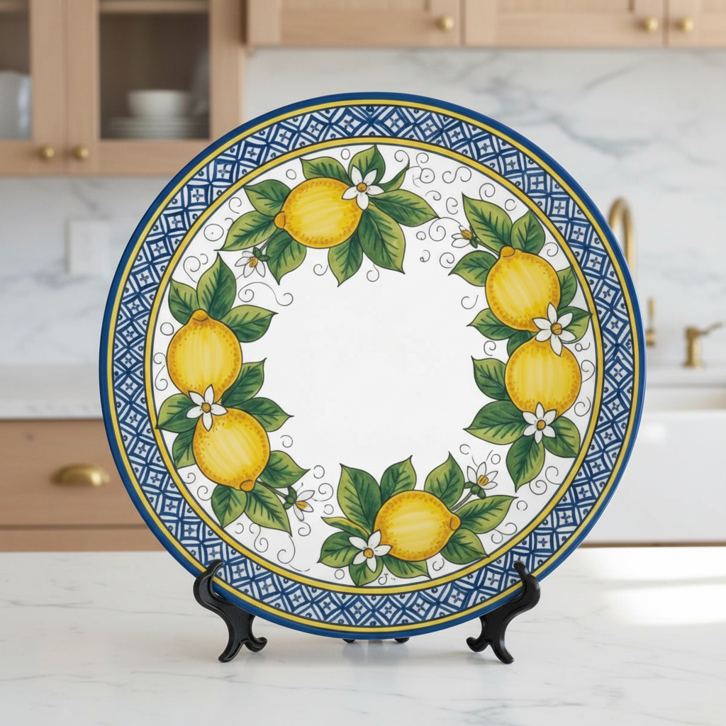 Positano Lemon Inspired Decorative Plate Includes Display Stand - Image 2