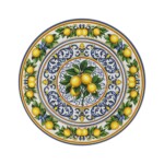 Inspired by Positano, Round Mediterranean Rug with Vibrant Lemon Medallion
