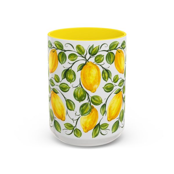 Sorrento Amalfi Lemon Ceramic Mug 11oz 15oz, Yellow Interior | Italian Style