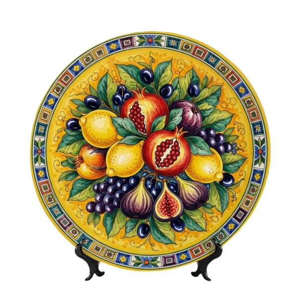Rustic Southern Italian Orchard Inspired by Calabria Fruit Art Plate with Stand