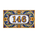 Custom House Number Tile 8x4 Porcelain Address Sign Inspired by Sicily Coast Semi-Gloss