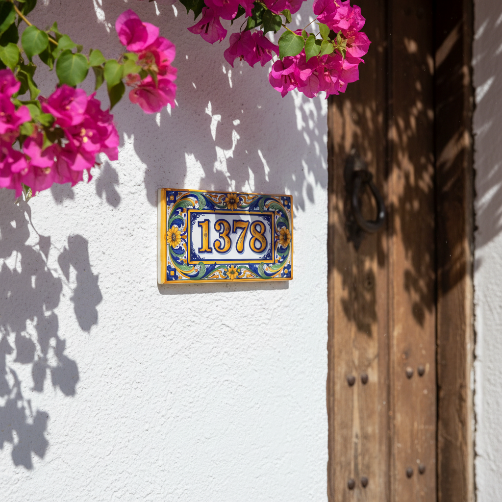 Custom House Number Tile 8x4 Porcelain Address Sign Inspired by Sicily Coast Semi-Gloss - Image 13