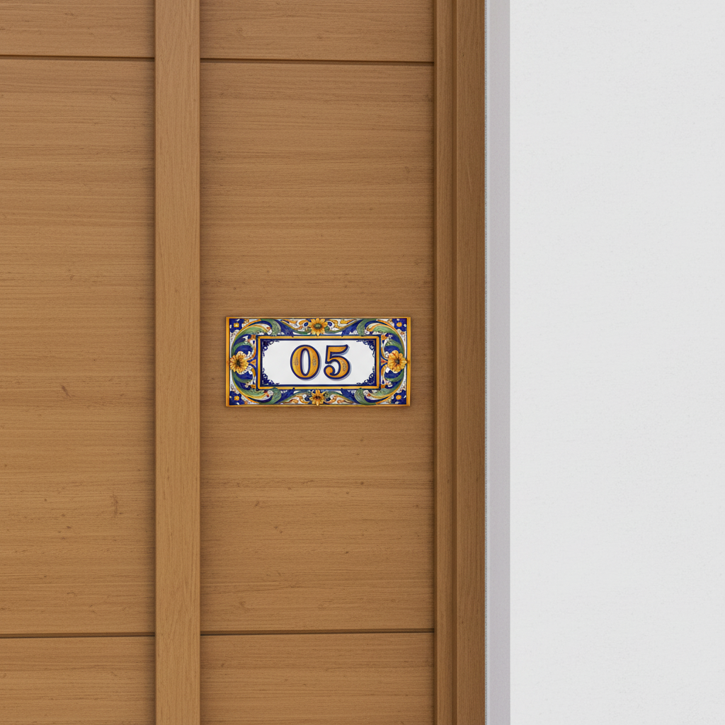 Custom House Number Tile 8x4 Porcelain Address Sign Inspired by Sicily Coast Semi-Gloss - Image 4