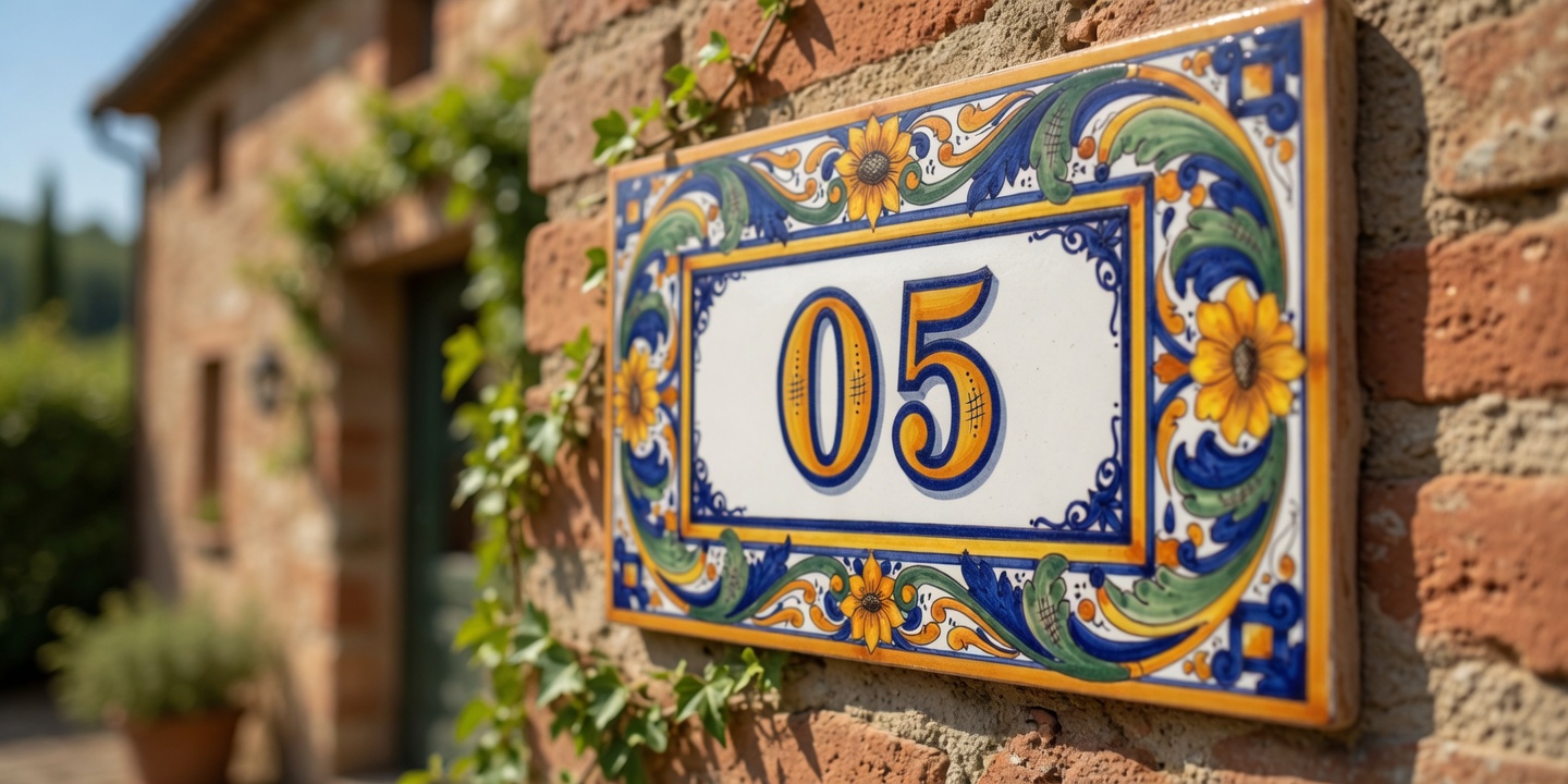 Custom House Number Tile 8x4 Porcelain Address Sign Inspired by Sicily Coast Semi-Gloss - Image 8