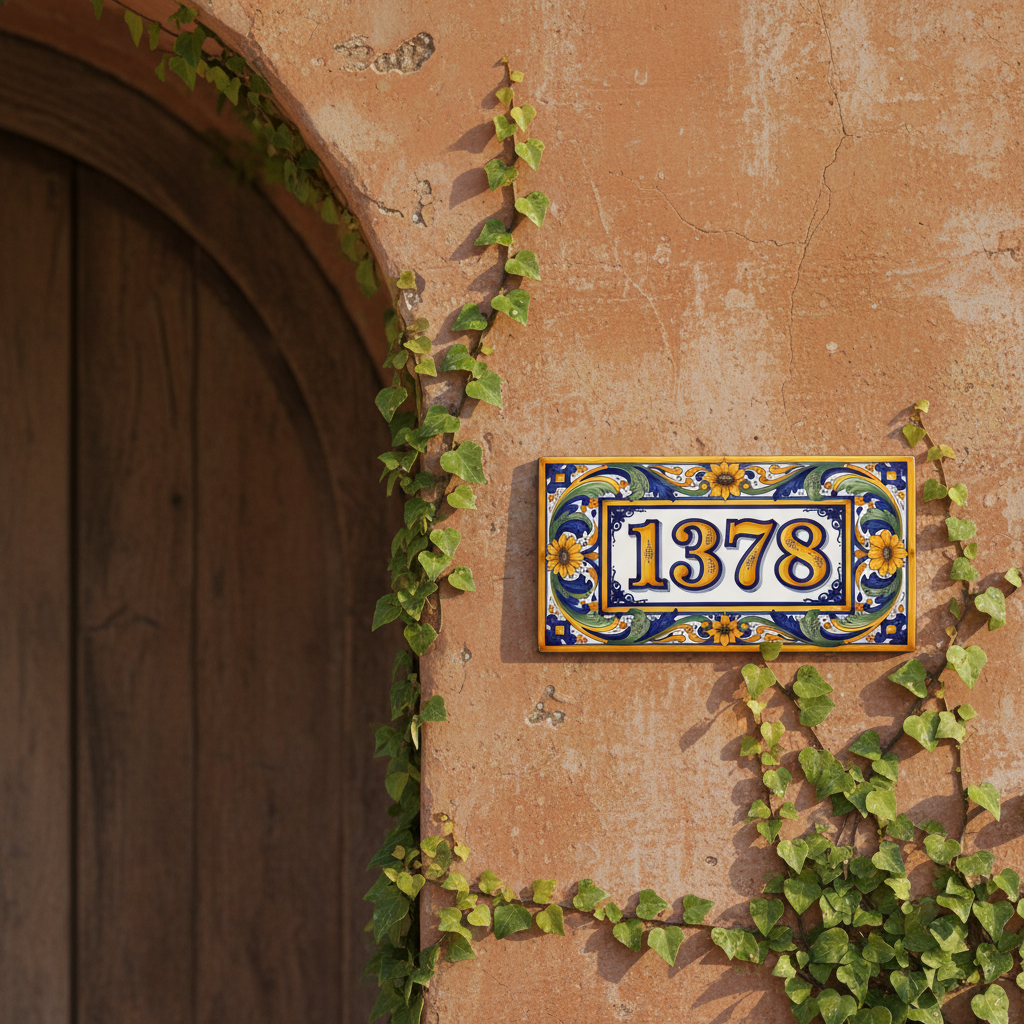 Custom House Number Tile 8x4 Porcelain Address Sign Inspired by Sicily Coast Semi-Gloss - Image 11