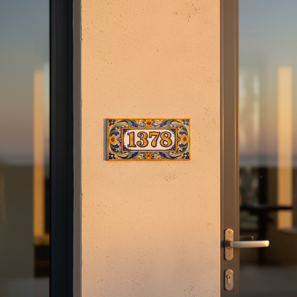 Custom House Number Tile 8x4 Porcelain Address Sign Inspired by Sicily Coast Semi-Gloss - Image 12