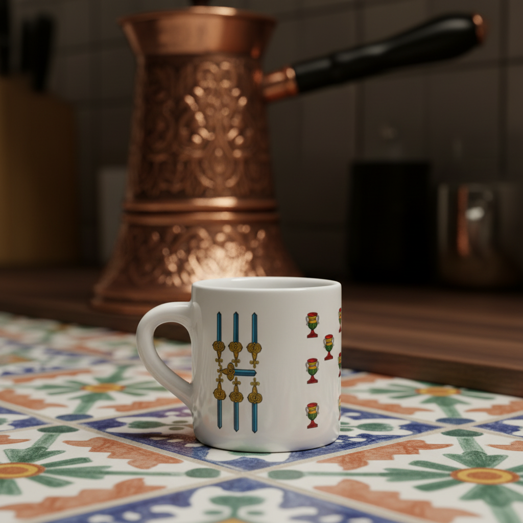 Italian Card Game Inspired Espresso Cup 6oz - Traditional Scopa Card Motifs - Authentic Cafe Style - Image 6