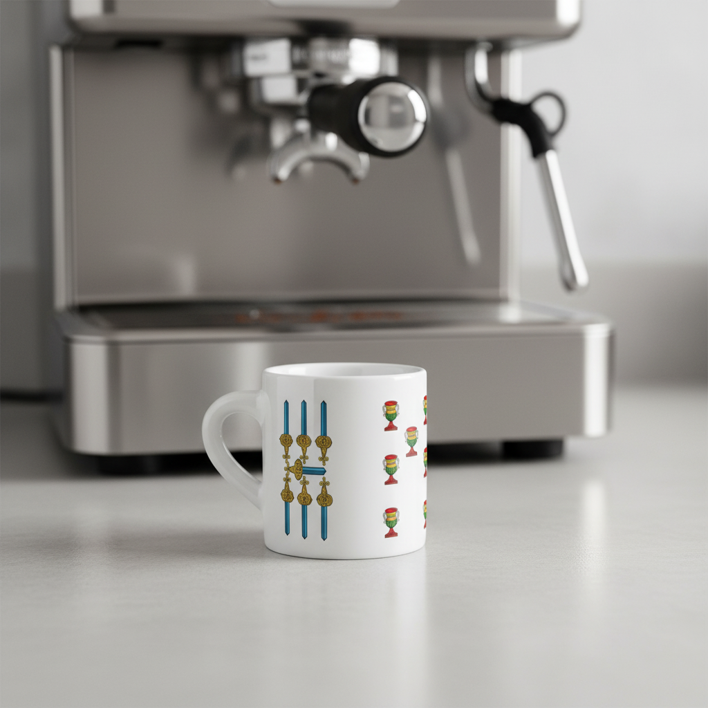 Italian Card Game Inspired Espresso Cup 6oz - Traditional Scopa Card Motifs - Authentic Cafe Style - Image 9