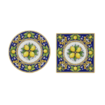 Lemon Tile Pattern Ceramic Coaster | Mediterranean Citrus Design