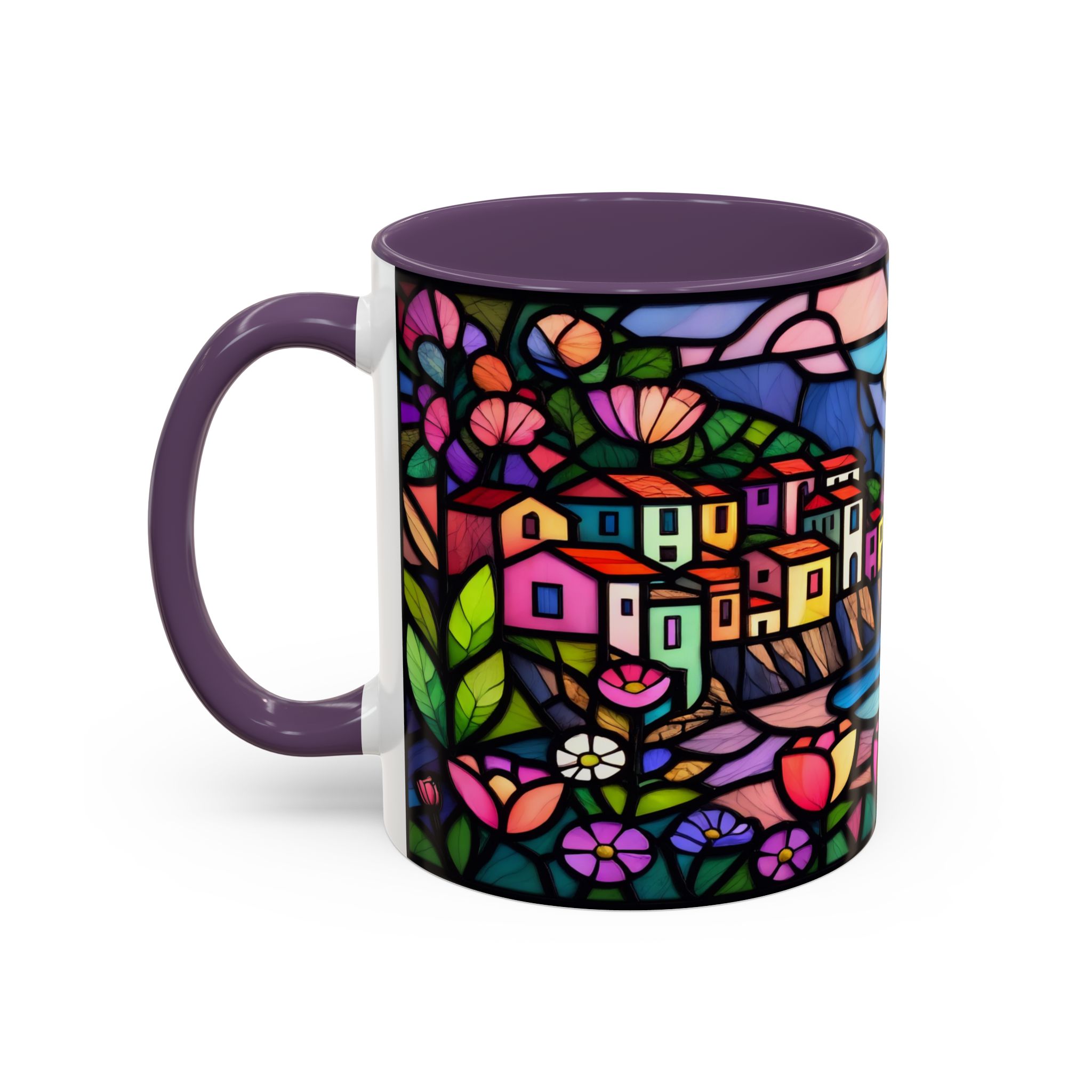 Italian Riviera Stained Glass Effect Mug – Coastal Scene Ceramic Coffee Cup (11oz 15oz) - Image 47