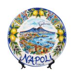 Naples Italy Decorative Wall Art, Ceramic Display Plate Inspired By Napoli Coastline & Mount Vesuvius
