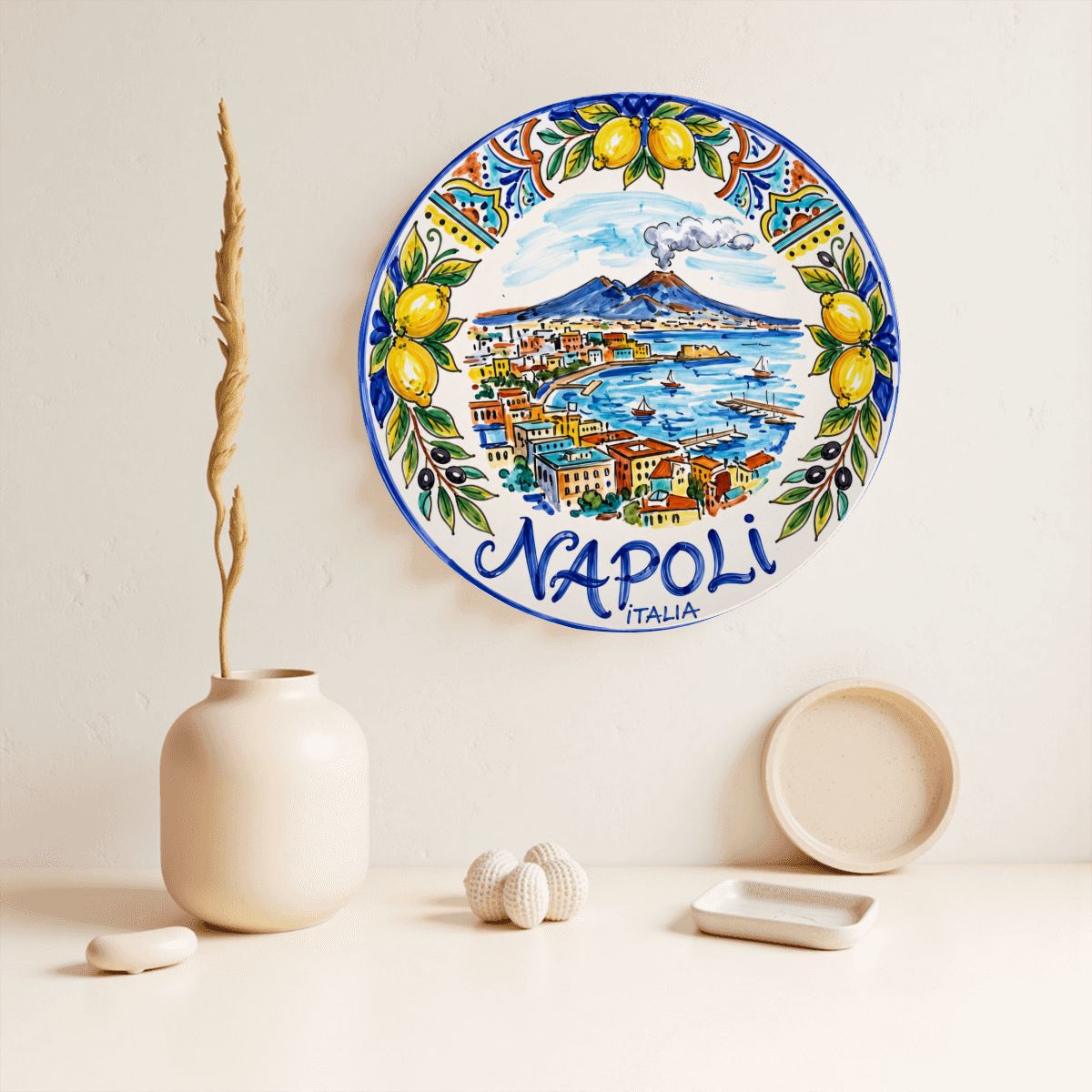 Naples Italy Decorative Wall Art, Ceramic Display Plate Inspired By Napoli Coastline & Mount Vesuvius - Image 7