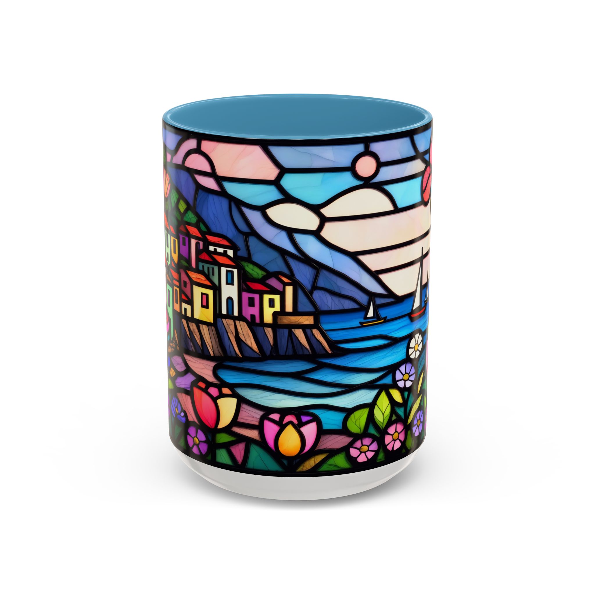 Italian Riviera Stained Glass Effect Mug – Coastal Scene Ceramic Coffee Cup (11oz 15oz) - Image 37