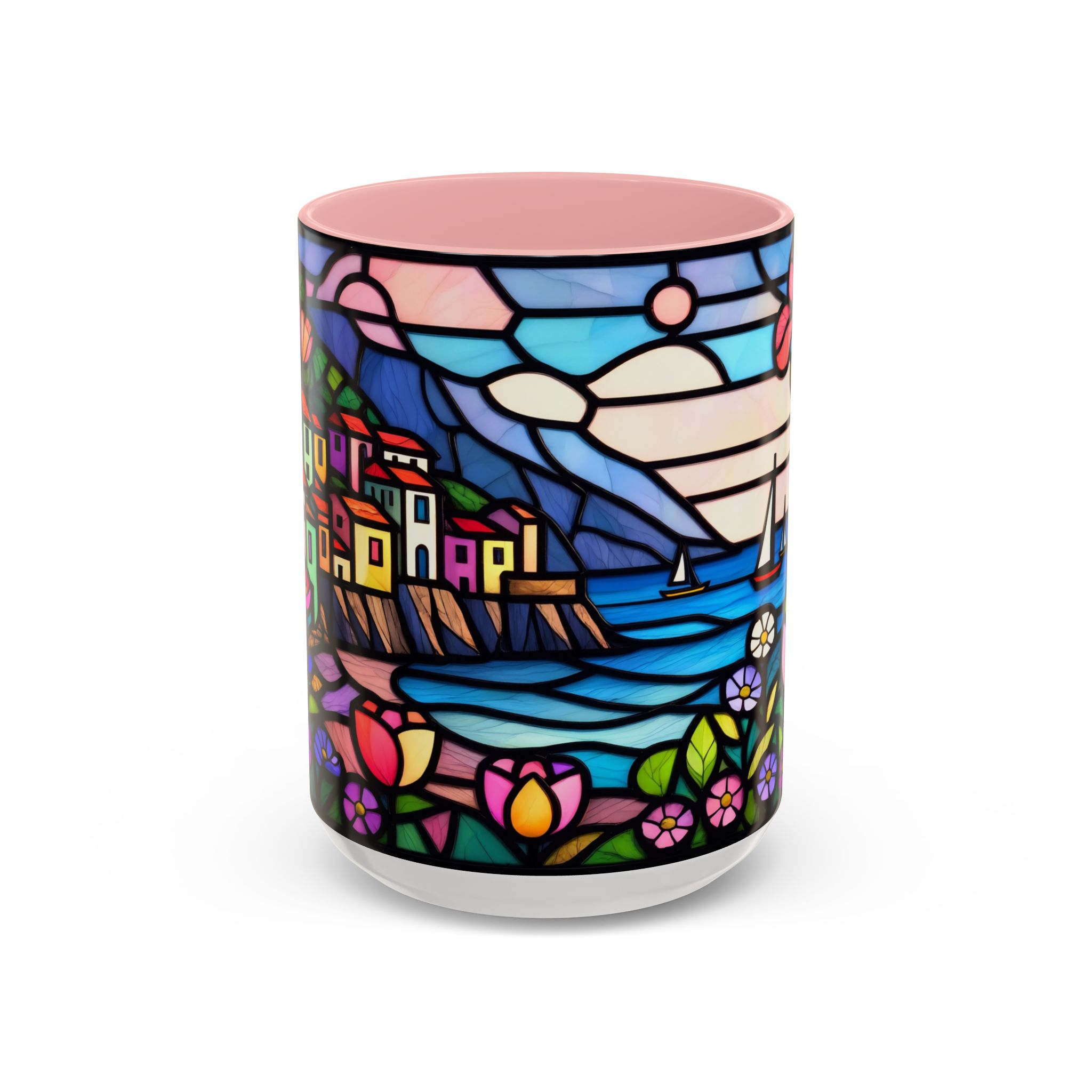 Italian Riviera Stained Glass Effect Mug – Coastal Scene Ceramic Coffee Cup (11oz 15oz) - Image 25