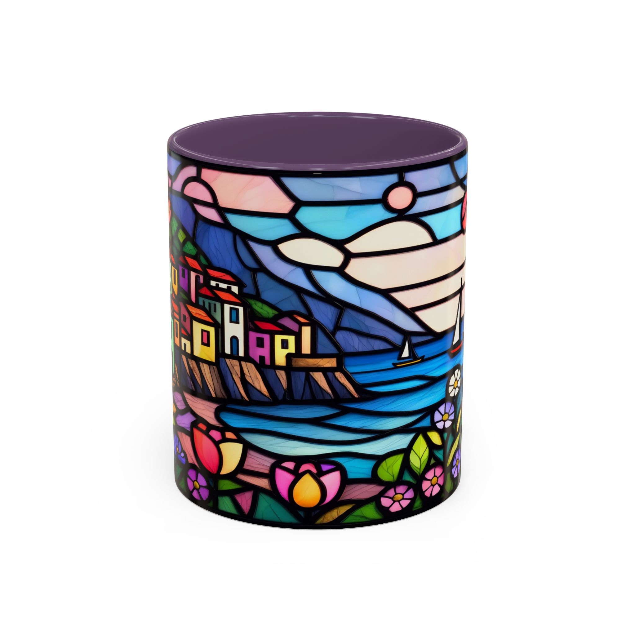 Italian Riviera Stained Glass Effect Mug – Coastal Scene Ceramic Coffee Cup (11oz 15oz) - Image 45