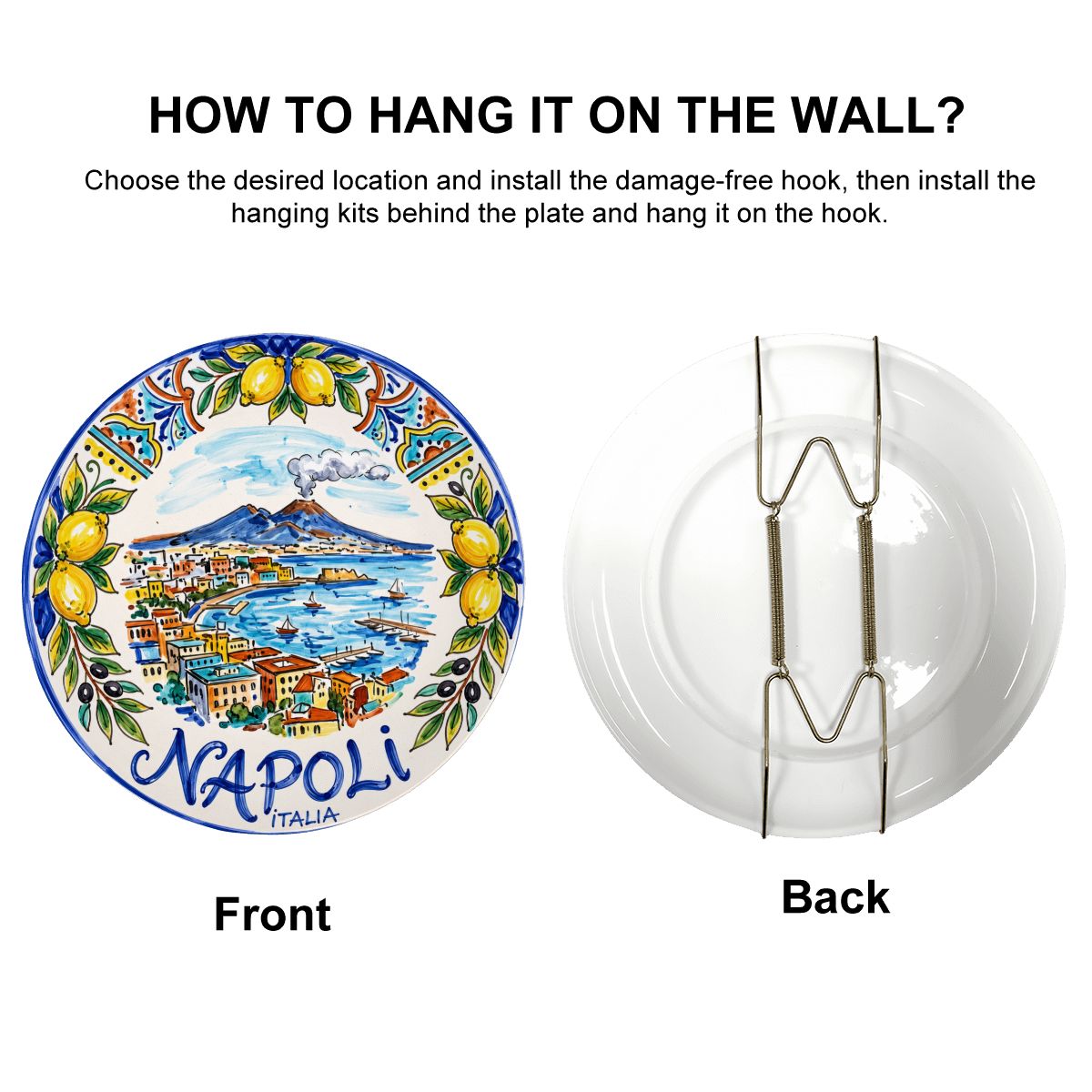 Naples Italy Decorative Wall Art, Ceramic Display Plate Inspired By Napoli Coastline & Mount Vesuvius - Image 11
