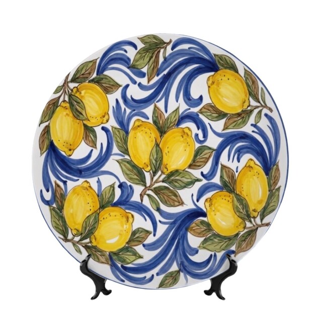 Sorrento Inspired Lemon Motif Decorative Display Plate for Kitchen