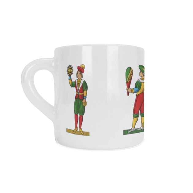 Italian Scopa Inspired Ceramic Espresso Mug 6oz, Traditional Card Art Coffee Cup, No Saucer Included