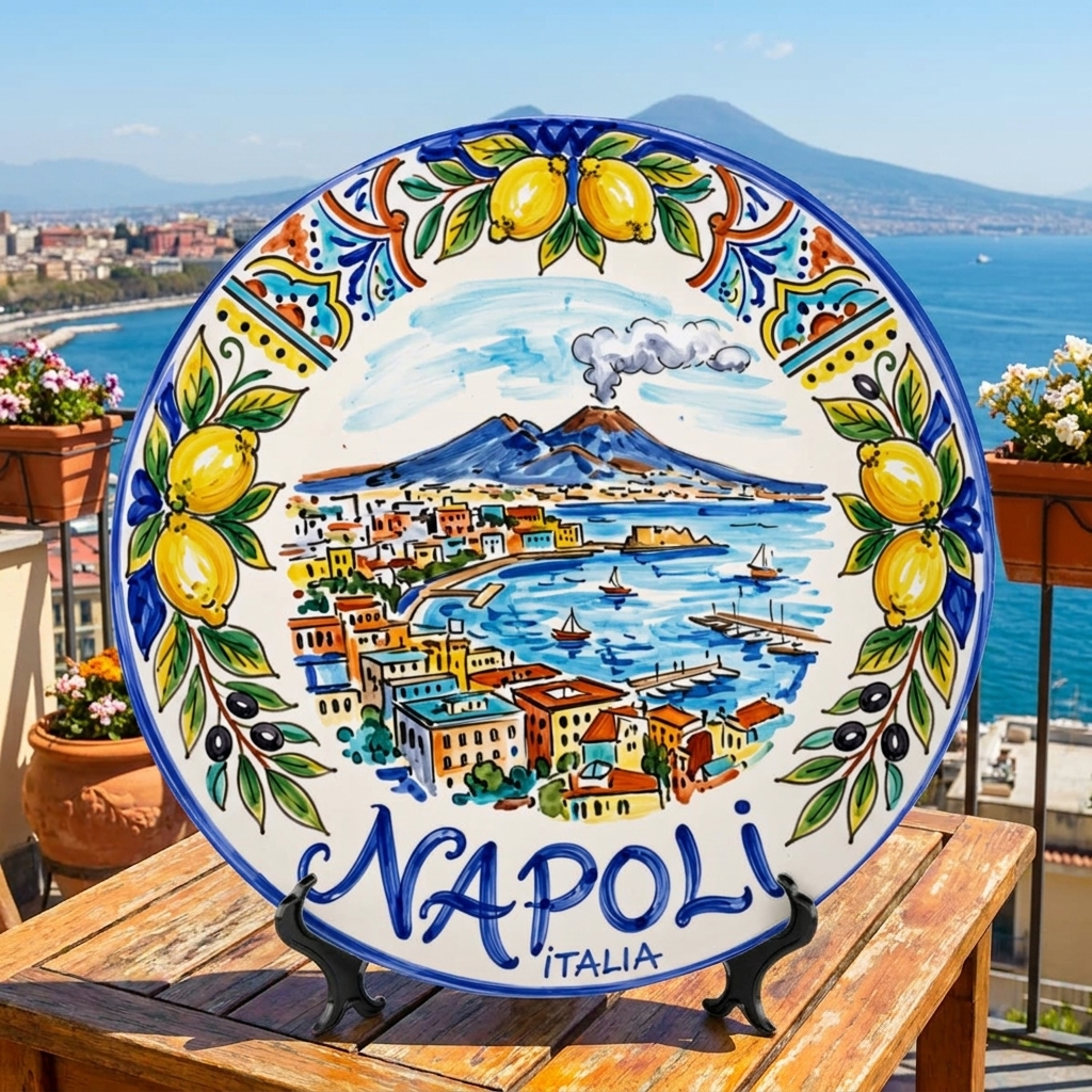 Naples Italy Decorative Wall Art, Ceramic Display Plate Inspired By Napoli Coastline & Mount Vesuvius - Image 8