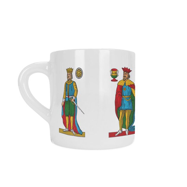 Italian Card Game Inspired Espresso Cup 6oz - Traditional Scopa Card Motifs