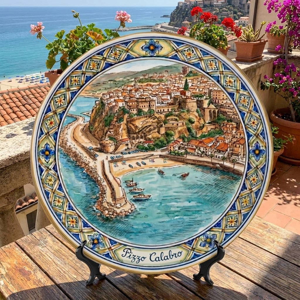 Seaside Italy Display Plate, Inspired by Pizzo Calabro Harbor, Mediterranean Home Decor Ceramic - Image 7