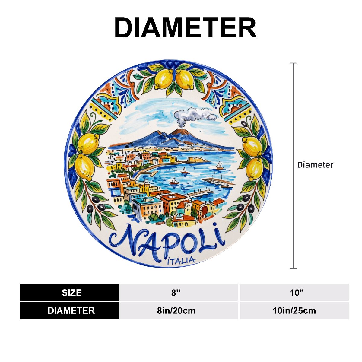 Naples Italy Decorative Wall Art, Ceramic Display Plate Inspired By Napoli Coastline & Mount Vesuvius - Image 10