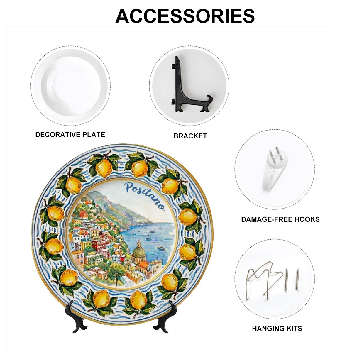 Positano Italy Travel Gift Ceramic Display Plate Amalfi Coast Decor - Image 13
