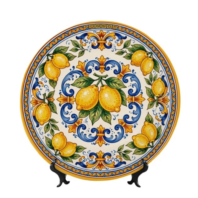 Coastal Summer Lemon Display Plate Inspired By Positano Artisan Design Aesthetic Room Decoration