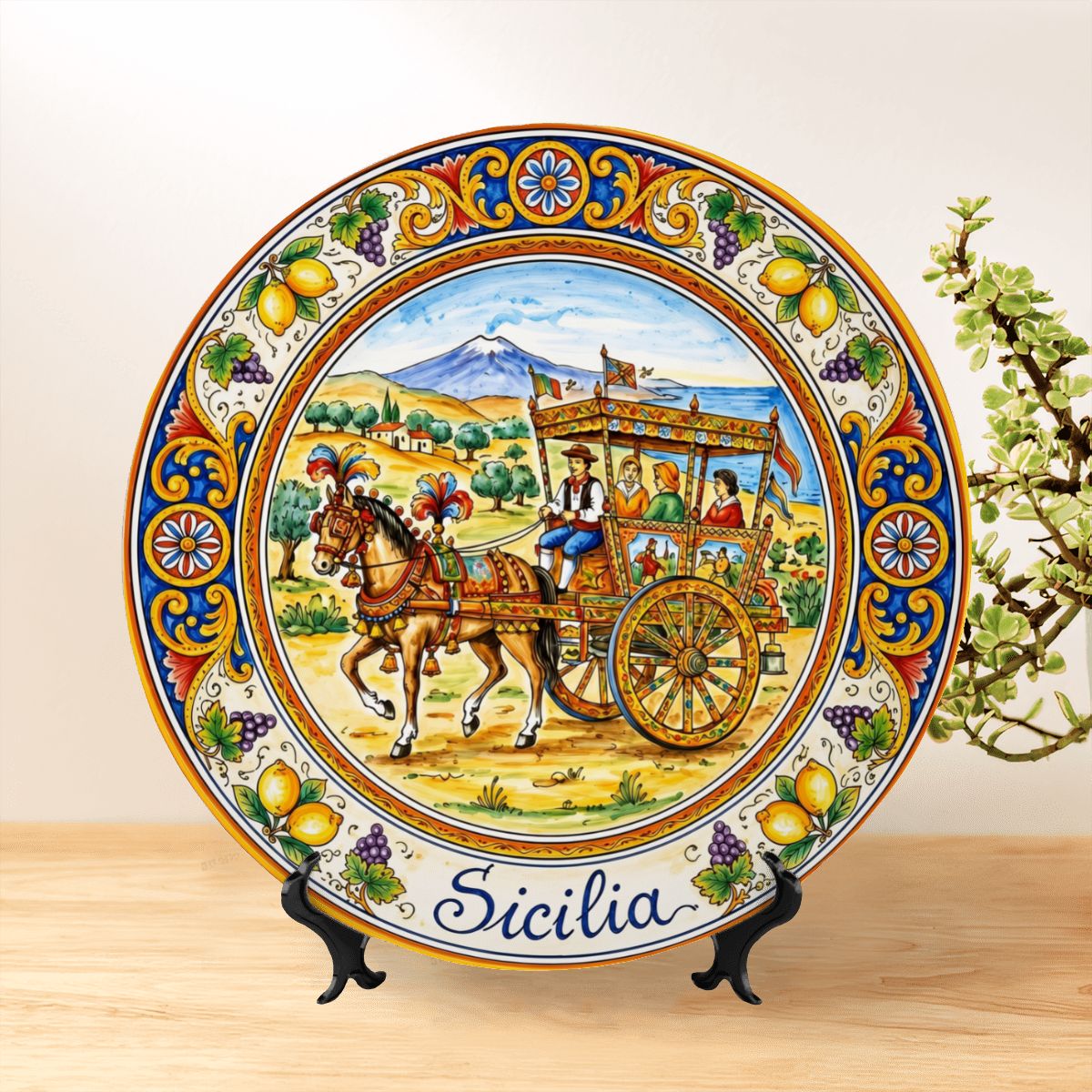 Traditional Carretto Siciliano Display Plate - Sicilian Folk Art Heritage Decor - Image 3