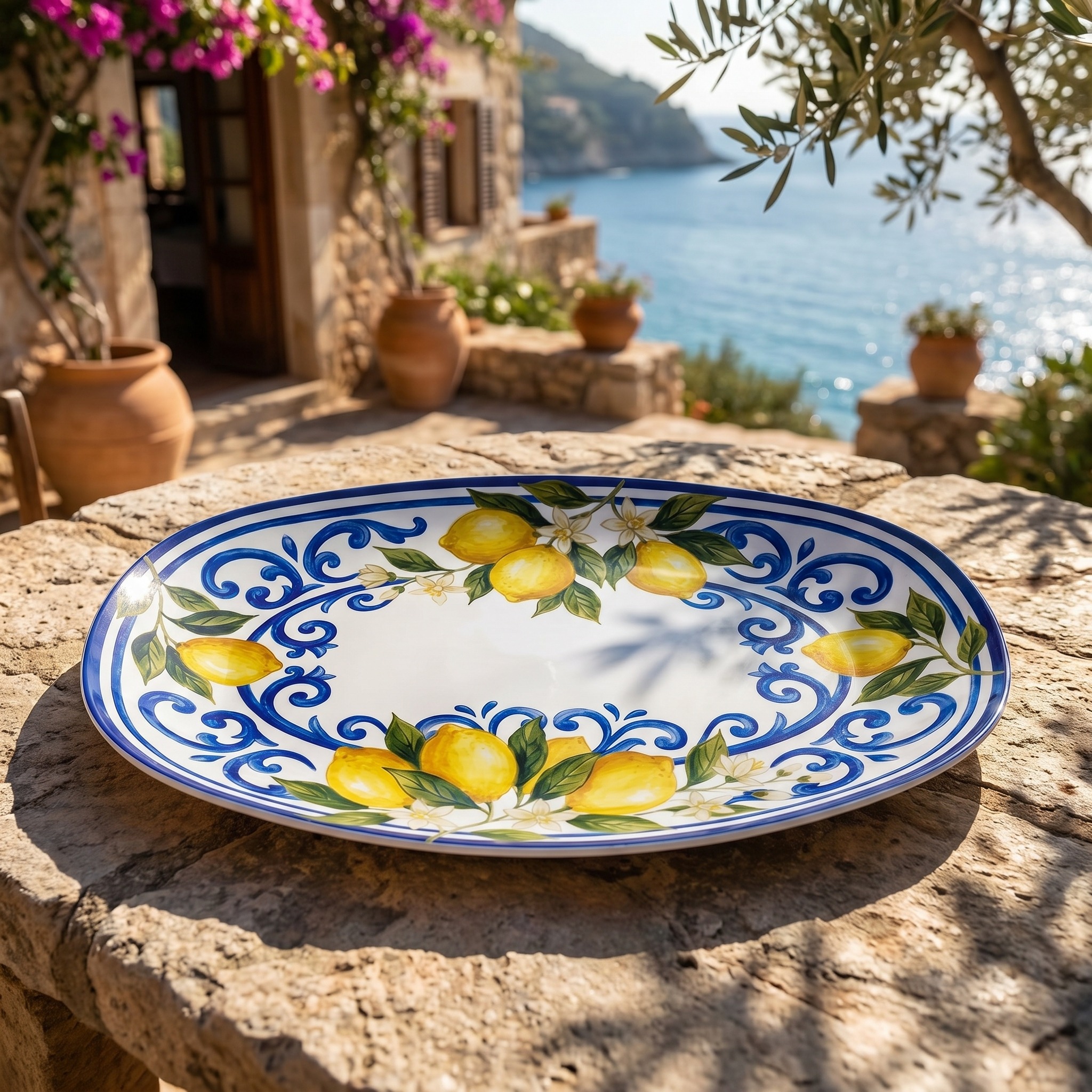 Italian Orchard Inspired Polymer Serving Tray with Lemon Motif - Image 7