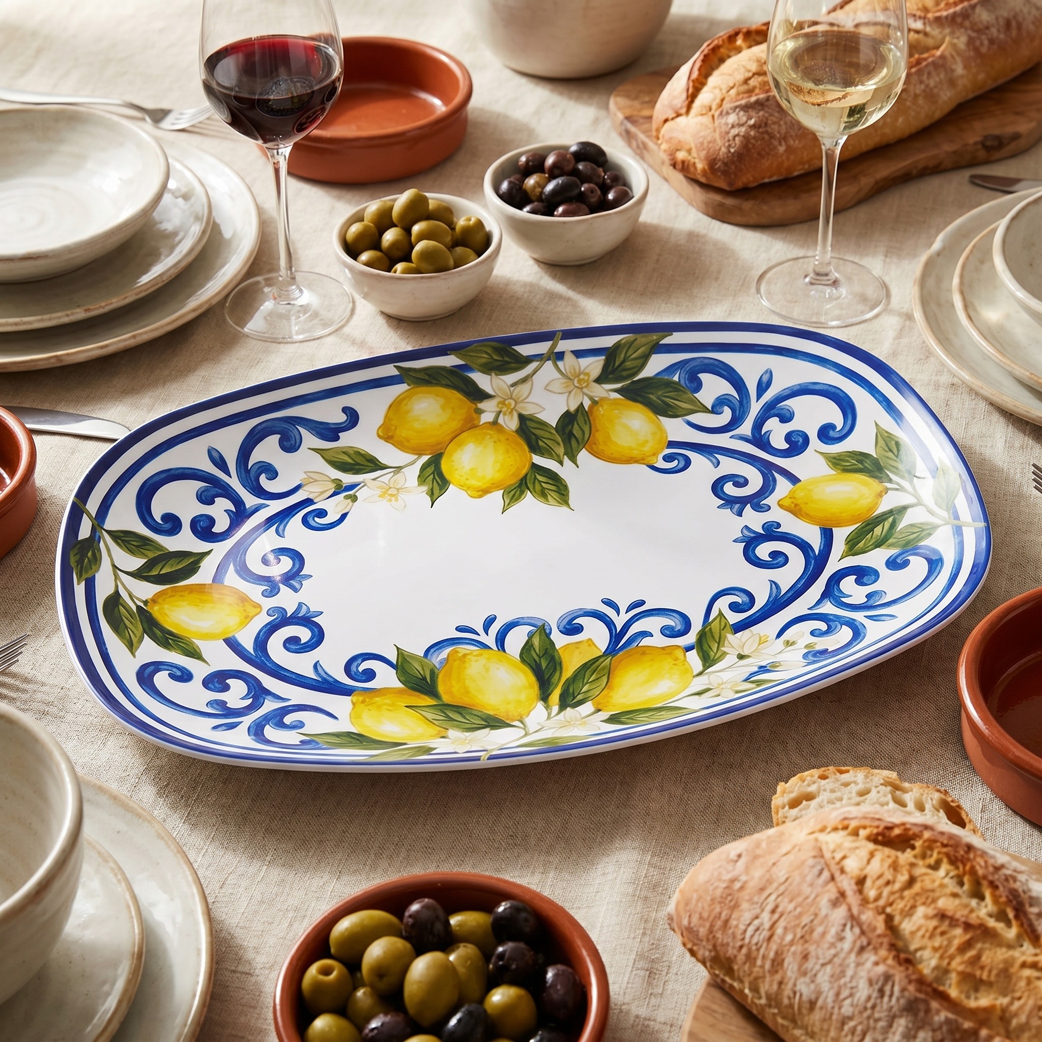 Italian Orchard Inspired Polymer Serving Tray with Lemon Motif - Image 9