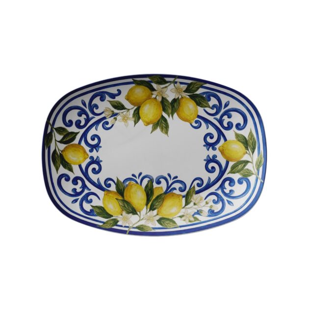 Italian Orchard Inspired Polymer Serving Tray with Lemon Motif