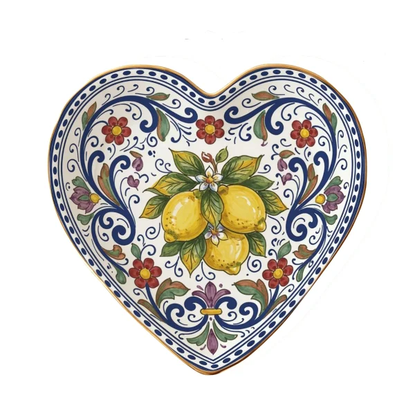 Coastal Blue Motif Inspired By Amalfi Beautiful Heart Ceramic Jewellery Holder Wedding Ring Bowl