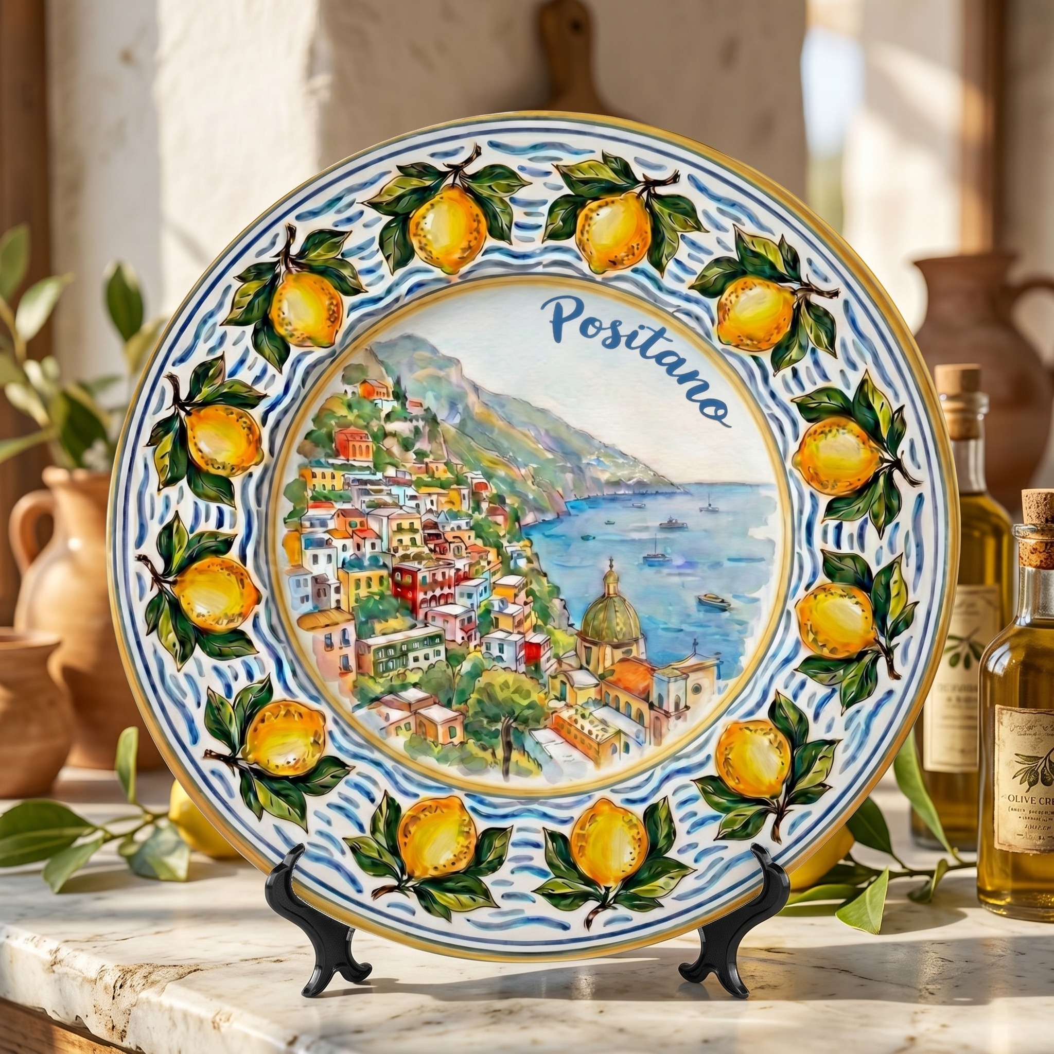 Positano Italy Travel Gift Ceramic Display Plate Amalfi Coast Decor - Image 9