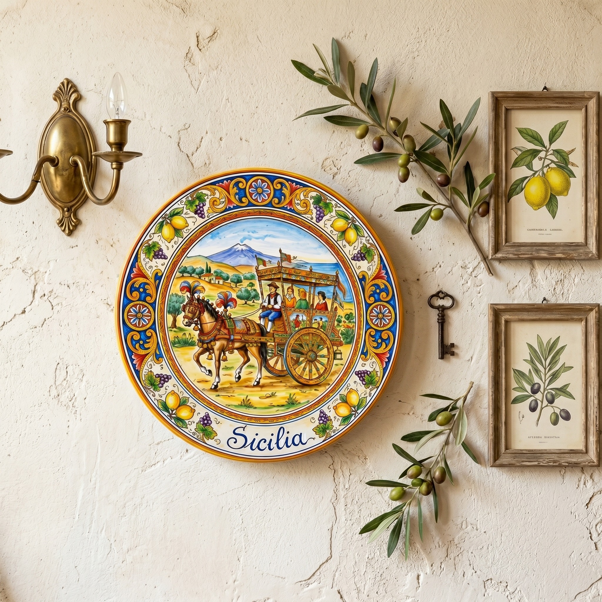 Traditional Carretto Siciliano Display Plate - Sicilian Folk Art Heritage Decor - Image 4