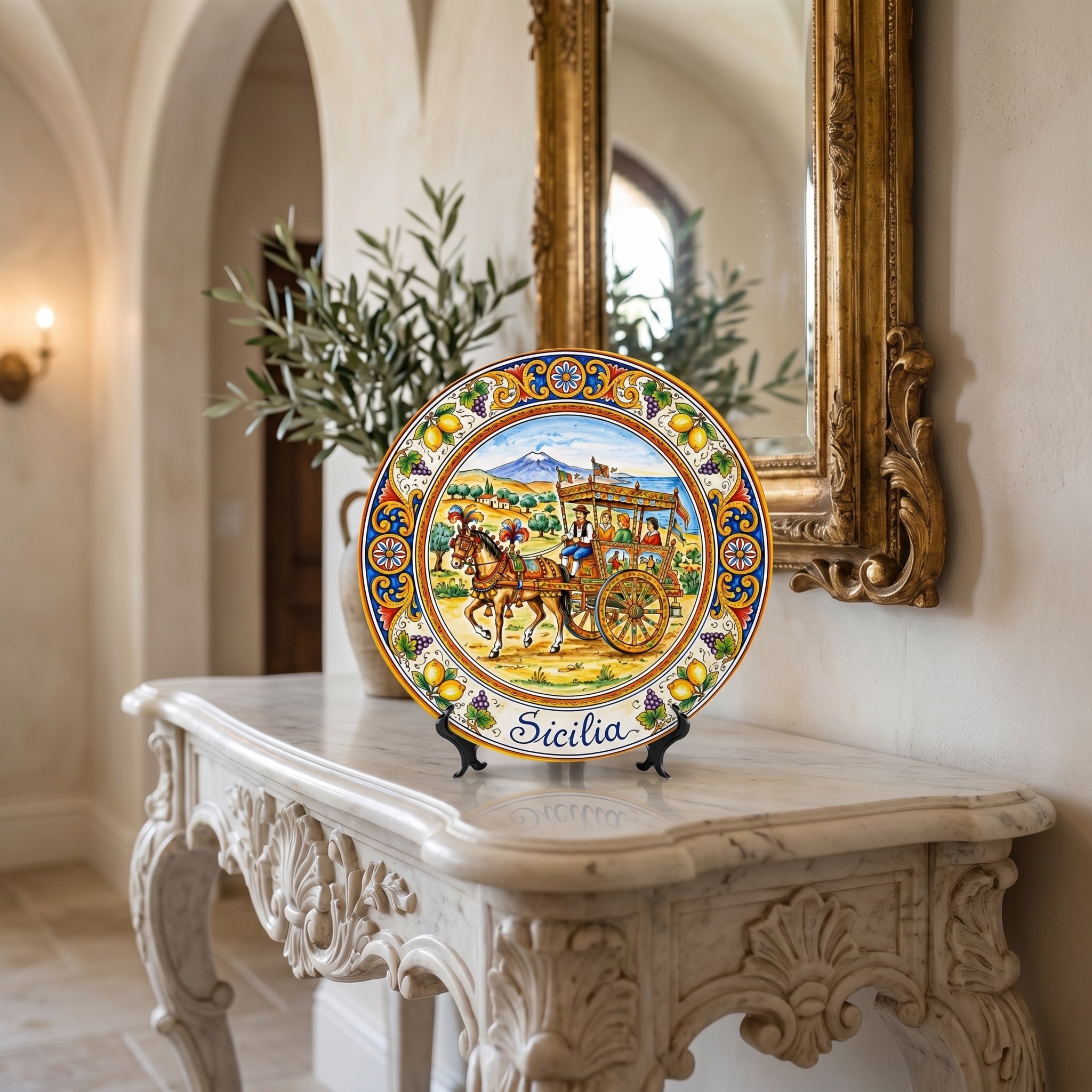 Traditional Carretto Siciliano Display Plate - Sicilian Folk Art Heritage Decor - Image 8