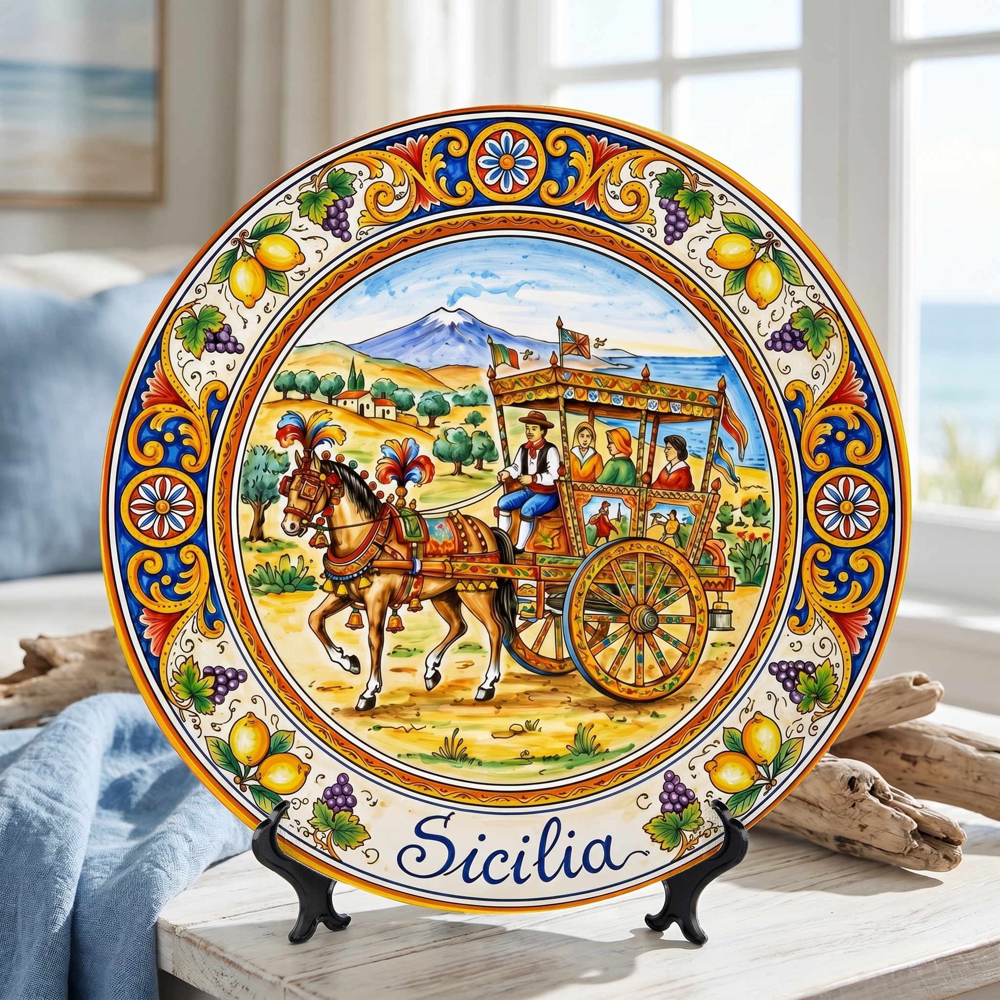 Traditional Carretto Siciliano Display Plate - Sicilian Folk Art Heritage Decor - Image 9