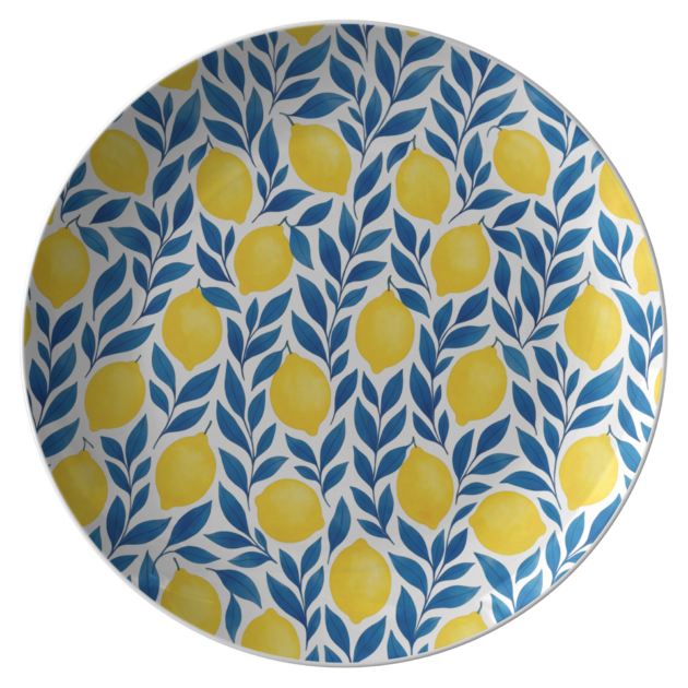 Vibrant Yellow Lemon Polymer Dinner Plate, Inspired by Mediterranean Summer Table Decor