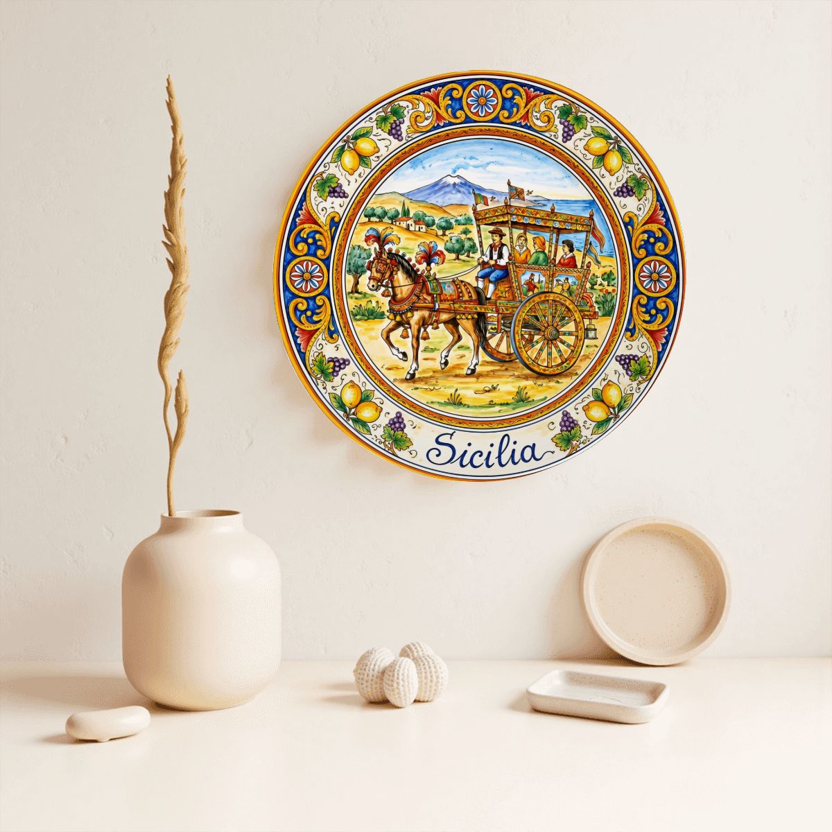 Traditional Carretto Siciliano Display Plate - Sicilian Folk Art Heritage Decor - Image 2