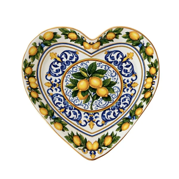 Lemon Heart Ceramic Jewellery Holder Inspired by Italian Coasts For Rings and Necklaces Summer Decor