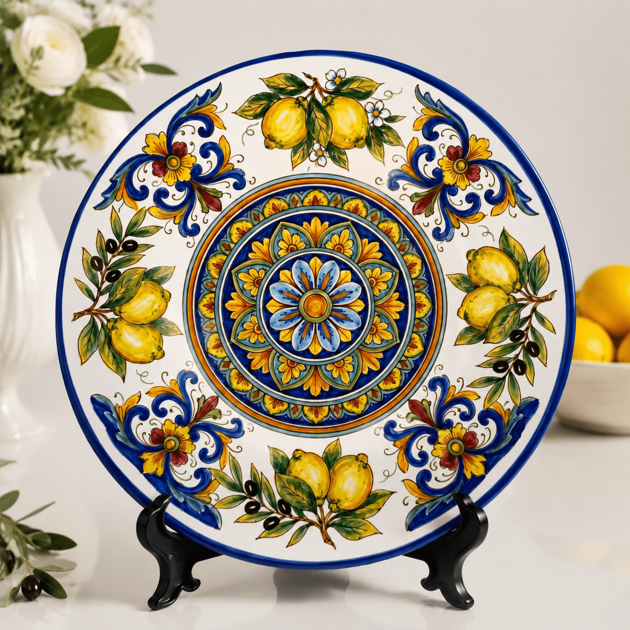 Vibrant Display Plate Inspired by Sicily – Mediterranean Lemon Ceramic Art - Image 5